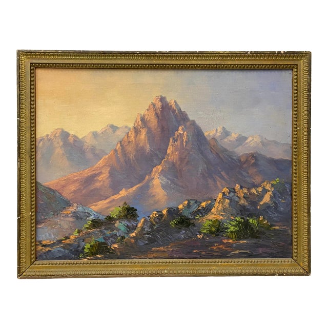 Mountain Landscape Original Oil Painting C.1940 For Sale