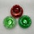 Glass Vintage Anchor Hocking Squat Bud Vases With Ruffled Rims. Set of 3, 2 Green 1 Red For Sale - Image 7 of 8