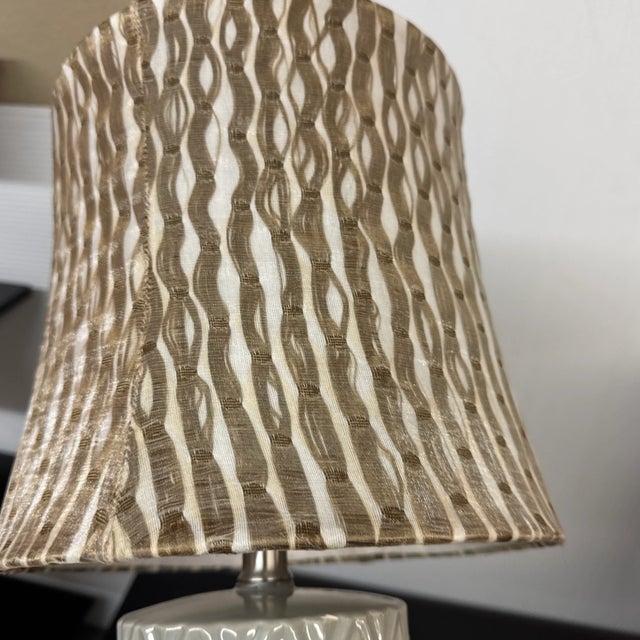 Celadon Zig Zag Ceramic Table Lamps With Funky Shades, Pair For Sale - Image 10 of 12