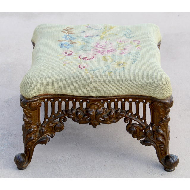 Add a touch of timeless European elegance to your home with this exquisite circa 1940s Rococo Revival footstool....