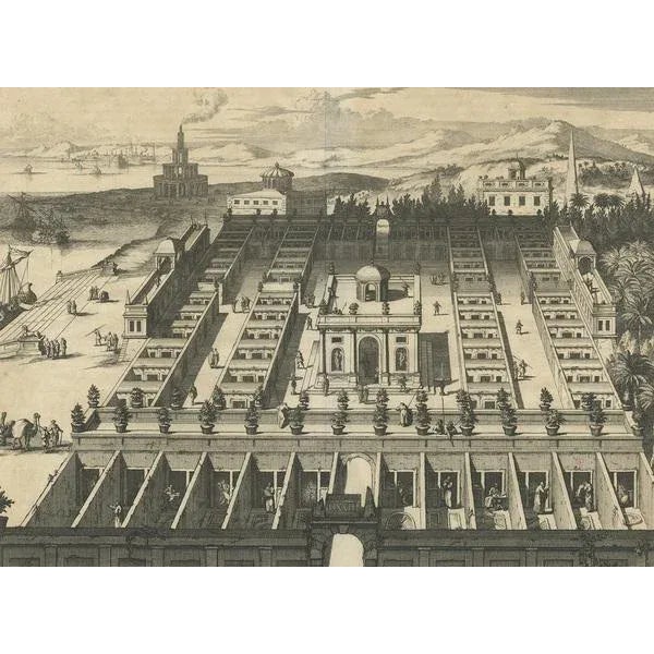 : Antique religious print titled 'The LXXII Cells (in which the Egyptian King Ptolemy Philadelphus, on the island of...