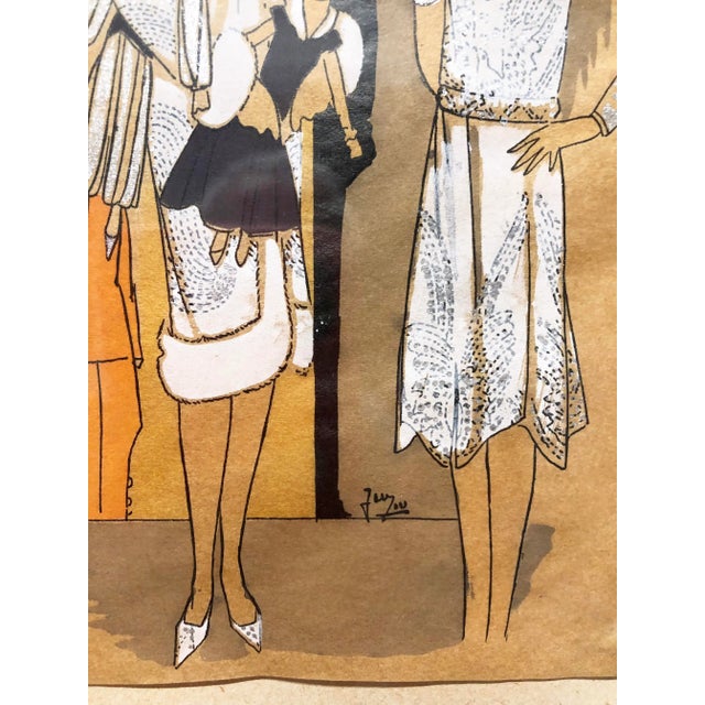 1927 "Tres Parisien" Jean Patau French Fashion Pochoir, Framed For Sale - Image 4 of 7