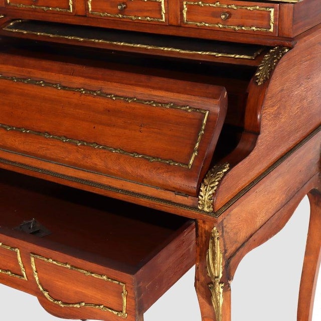 Late 19th Century French Vernis Martin Decorated Louis XIV Mahogany & Ormolu Lady’s Roll Top Desk For Sale - Image 17 of 18