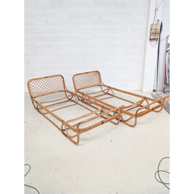 Italian Bamboo Single Beds, 1960s, Set of 2 For Sale - Image 4 of 16