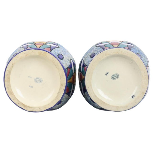 Art Deco Ceramic Amphora Vases with Enamel, 1915, Set of 2 For Sale - Image 10 of 11