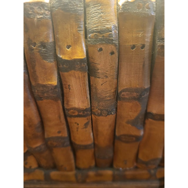 Vintage Burnt Bamboo Chinoiserie Table Lamp With Rectangular Shade For Sale In Washington DC - Image 6 of 8