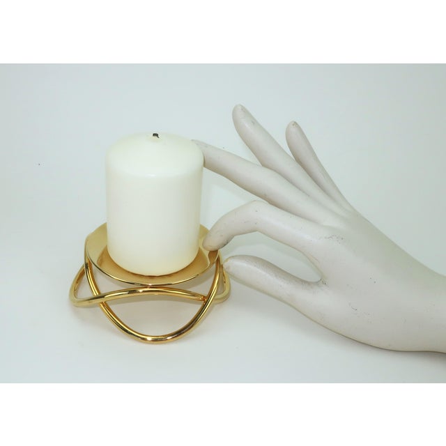 Georg Jensen Gold Glow Candle Holder With Box For Sale - Image 11 of 11