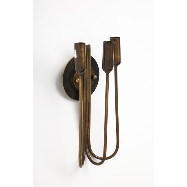 Mid-Century Modern 1940s Italian Brass Wall Light For Sale - Image 3 of 16
