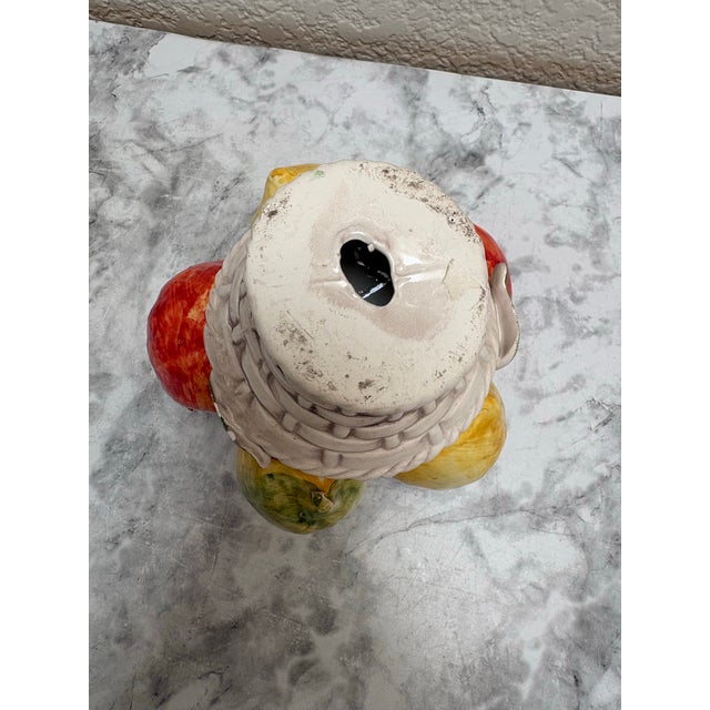 Green Vintage Italian Pottery Ceramic Fruit Basket Candleholder. For Sale - Image 8 of 9