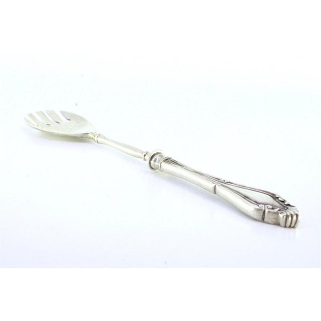 Silver Spaghetti Spoon with Stylized Handle and Shells Embossed Ladle For Sale - Image 4 of 6