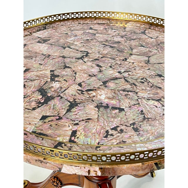 Late 20th Century Maitland-Smith Tessellated Pink Penn Shell Center Table For Sale - Image 12 of 13