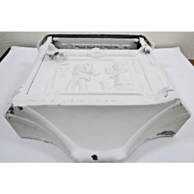 Metal Victorian Wall Mounted Cast Iron Painted White Mailbox For Sale - Image 7 of 10