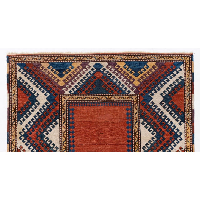 Antique Circa 1900 Red Caucasian Kazak Hand Knotted Rug 5'5 X 6'9 For Sale - Image 4 of 9