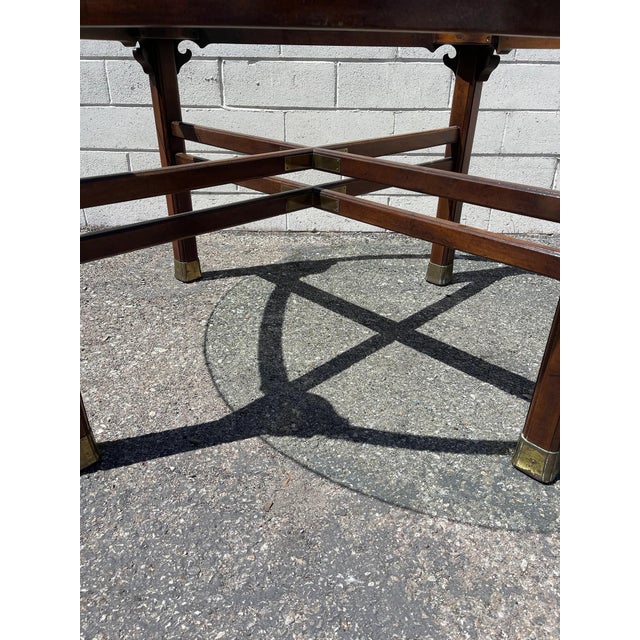 Mid Century Ming Style Mahogany and Glass Dining Table by Henredon For Sale - Image 10 of 10