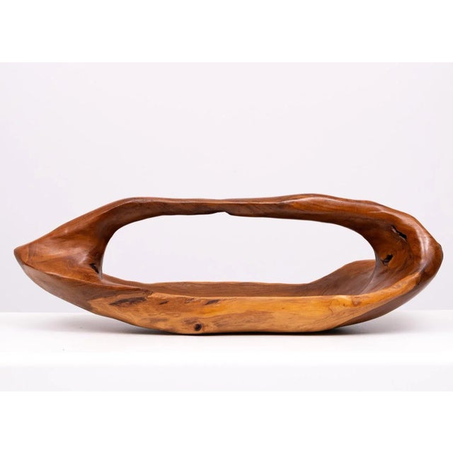 Large Carved Olive Wood Fruit Basket, 1978 For Sale - Image 10 of 13
