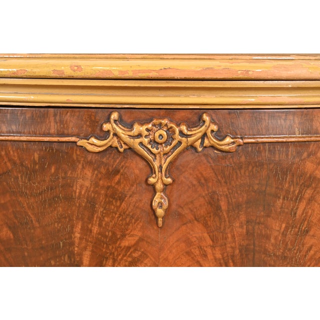 Wood Romweber Style French Provincial Louis XV Flame Mahogany and Parcel Painted Nightstand, Circa 1920s For Sale - Image 7 of 12