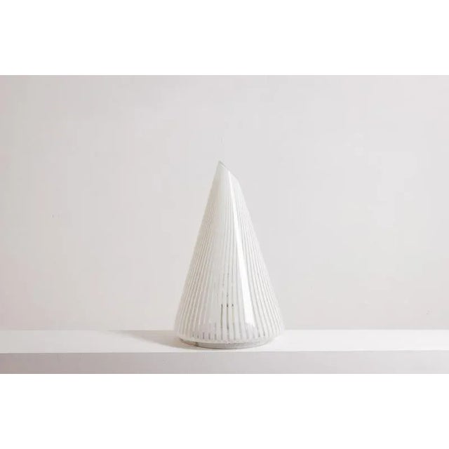 Conical Murano Glass Lamp with White Stripes, 1970s For Sale - Image 3 of 8