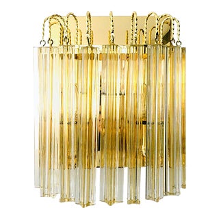 Hollywood Regency Style Glass & Brass Wall Lamp from Massive, Italy, 1980s For Sale