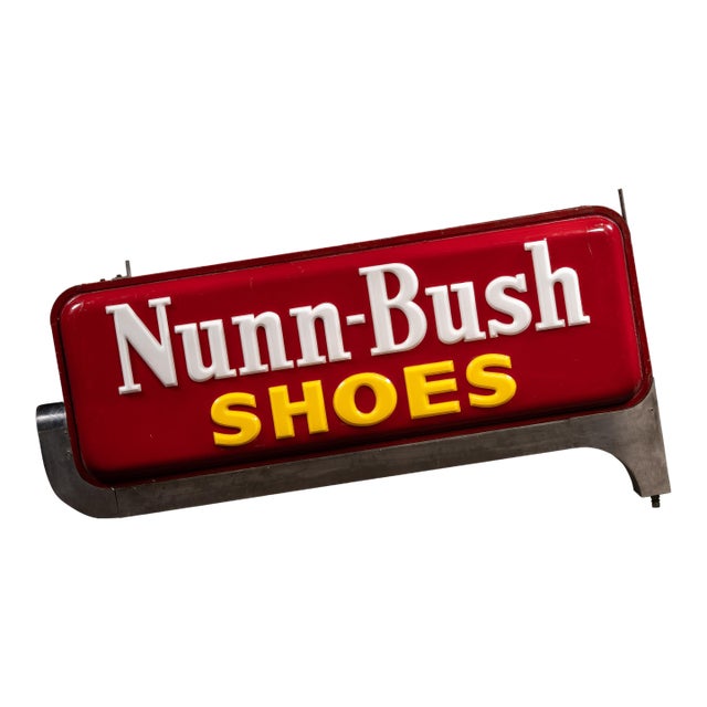 Vintage Nunn-Bush Shoes Lighted Storefront Plastic Sign For Sale