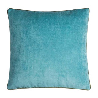 Happy Frame Pillow in Light Blue and Green from Lo Decor For Sale