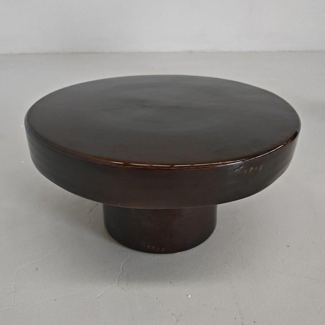 1970s Small Round Ceramic Coffee Table Terrae by Raffaello Biagetti for Atelier Biagetti, 1970s For Sale - Image 5 of 14