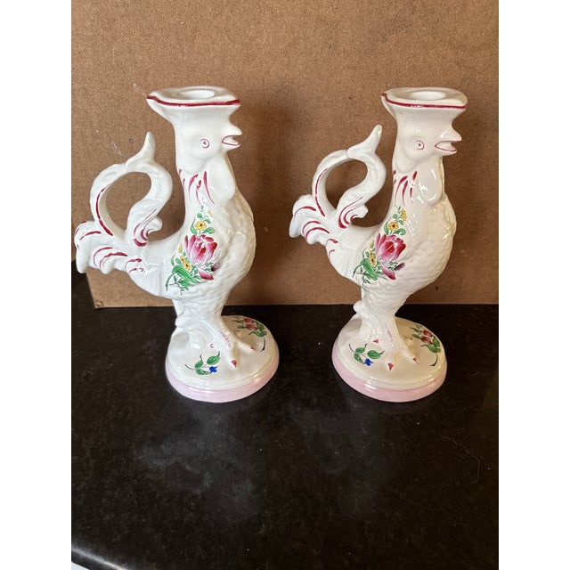 French Luneville Rooster Candle Holders For Sale In Kansas City - Image 6 of 9