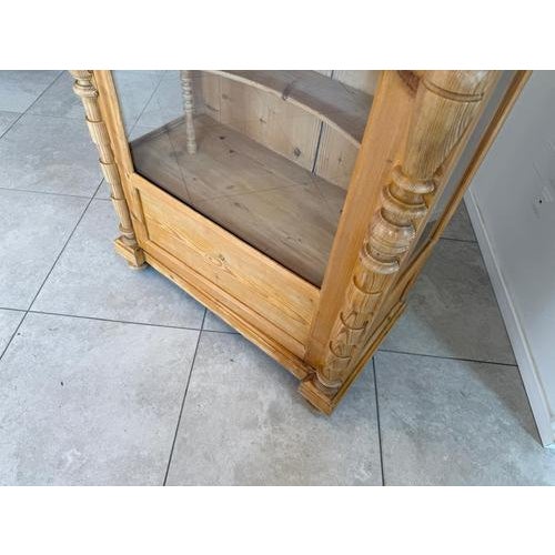 Wood Farmhouse Display Cabinet in Natural Wood For Sale - Image 7 of 17