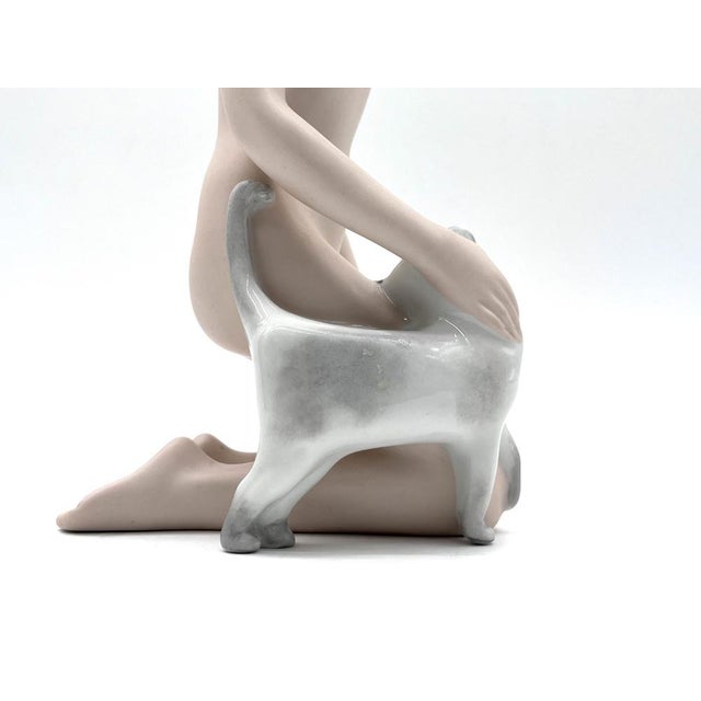 Girl with Cat Porcelain Figurine by V. Xavier for Royal Dux Bohemia, 1960s For Sale - Image 9 of 13