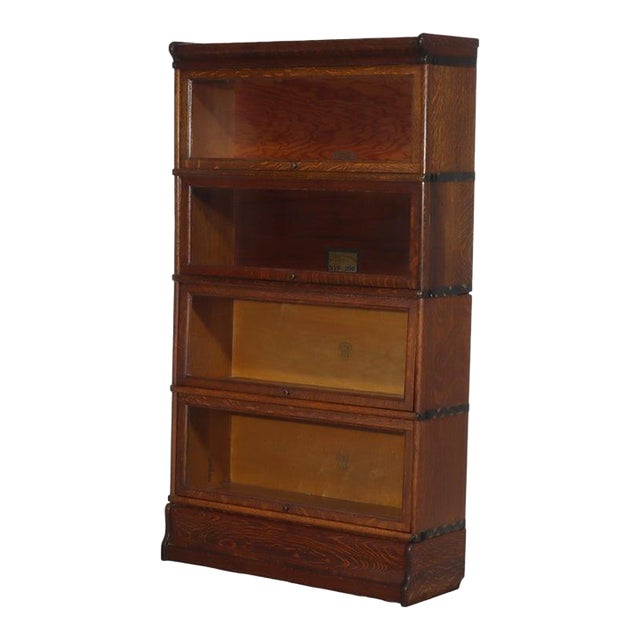 Globe Wernicke/Macey Arts & Crafts 4-Stack Oak Barrister Bookcase C1910 For Sale