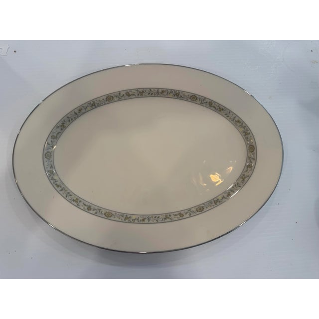 1980s Lenox Oval Serving Platter Springdale With Platinum Trim For Sale - Image 5 of 8
