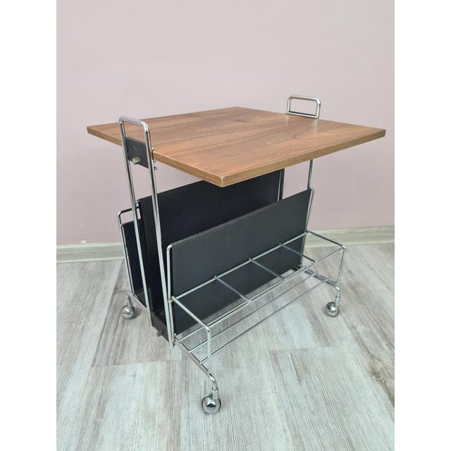 Mobile Side Table with Magazine Rack, Germany, 1970s For Sale - Image 4 of 12