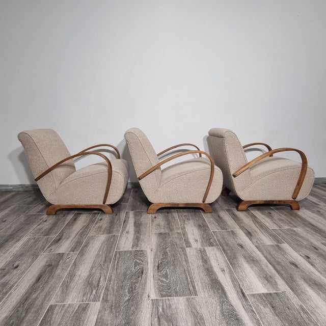 Wood Lounge Chairs by Jindrich Halabala, 1940s, Set of 3 For Sale - Image 7 of 18