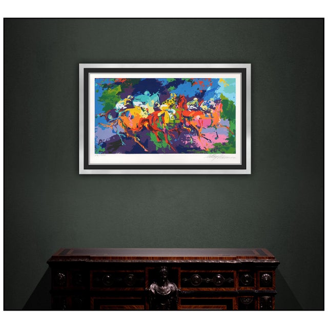 The artwork here, "The Race", is a wonderful depiction of horses and their jockeys racing, that was created with acute...