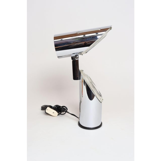 Vintage Italian Chrome and Glass Collapsible Table Lamp by Oscar Torlasco For Sale - Image 16 of 18