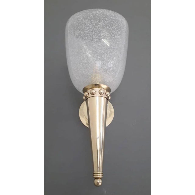 Transparent Mid 20th Century Torch Sconces by Barovier E Toso - a Pair For Sale - Image 8 of 11