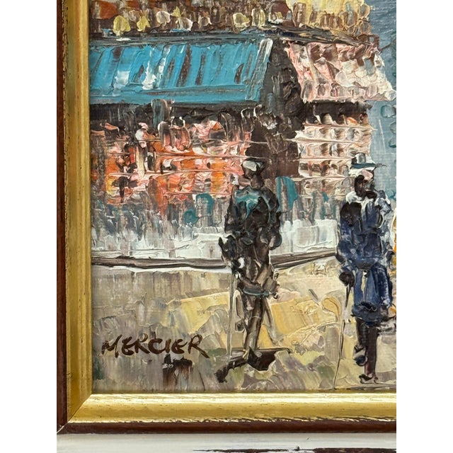 Figures on Parisian Street Paris in Impressionist Style - Shabby Chic Distressed Frame For Sale - Image 4 of 15