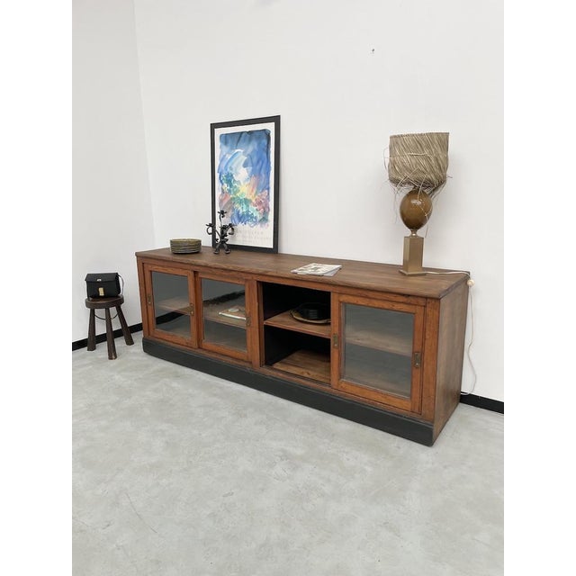 Oak Sideboard with Glass Doors, 1950s For Sale - Image 15 of 18