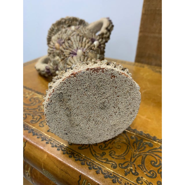 1920s French Decorative Terra Cotta Vase Encrusted With Sand & Tiny Sea Shells For Sale - Image 9 of 10