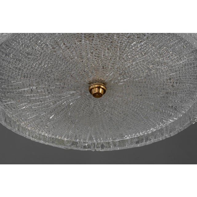 Gold Round Textured Glass Ring and Brass Pendant Lamp by J. T. Kalmar, 1950s For Sale - Image 8 of 18