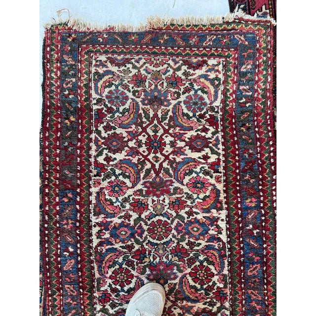 1930s Linen Ground Water Garden Hamadan Ice Blues Rug 2.7 x 9.10 For Sale In Milwaukee - Image 6 of 10