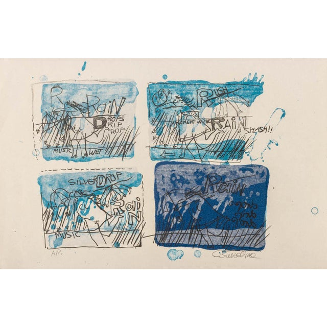 Blue Elfi Schuselka Abstract Composition Prints, 3 For Sale - Image 8 of 18