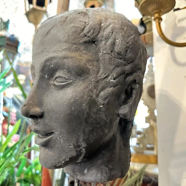 A Late 19th Century Hand Crafted Clay Sicilian Head of a Young Man For Sale - Image 9 of 10