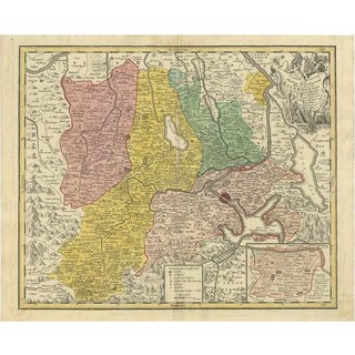 Antique Map of the Kanton Luzerne Switzerland from Homann Heirs, 1763 For Sale