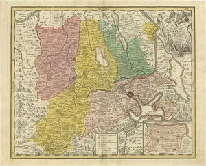 Antique Map of the Kanton Luzerne Switzerland from Homann Heirs, 1763
