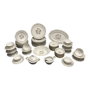 Vintage Fleur De Blanc Gardenia Dinnerware Set by Royal Jackson, Service for Twelve, 72 Pieces