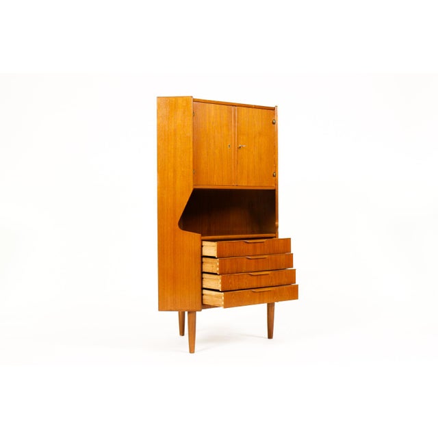 Wood Danish Modern Mid Century Teak Corner Bar Cabinet — Johannes Sorth — Nexø Mobelfabrik, Attributed For Sale - Image 7 of 12