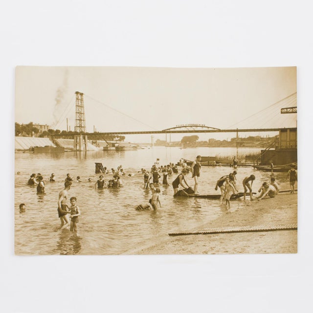 Art Deco On the Beach Near Paris, Silver Gelatin Black and White Photography, 1929 by Press Agency Rol For Sale - Image 3 of 4