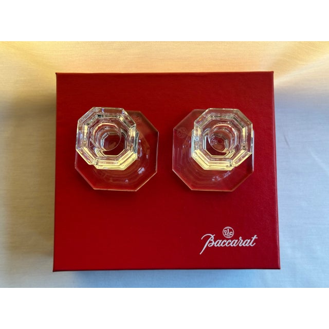 Baccarat Pair of Baccarat Crystal Candlesticks – Regency Louis XV Style, With Original Box For Sale - Image 4 of 11