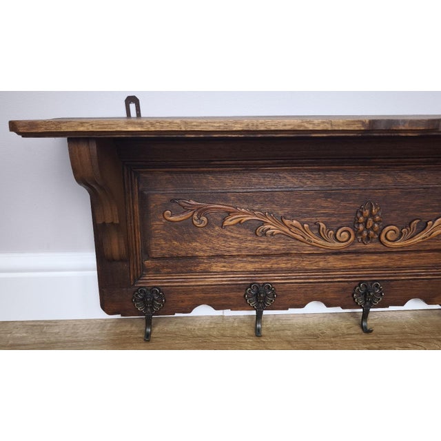 Rustic Vintage French Coat Rack in Oak For Sale - Image 3 of 9