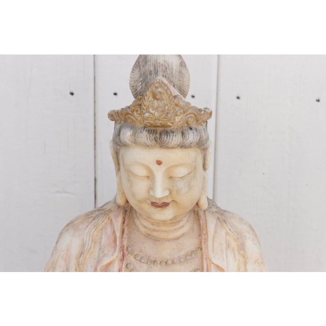 Exceptional Finely Carved Marble Buddha For Sale In Los Angeles - Image 6 of 13